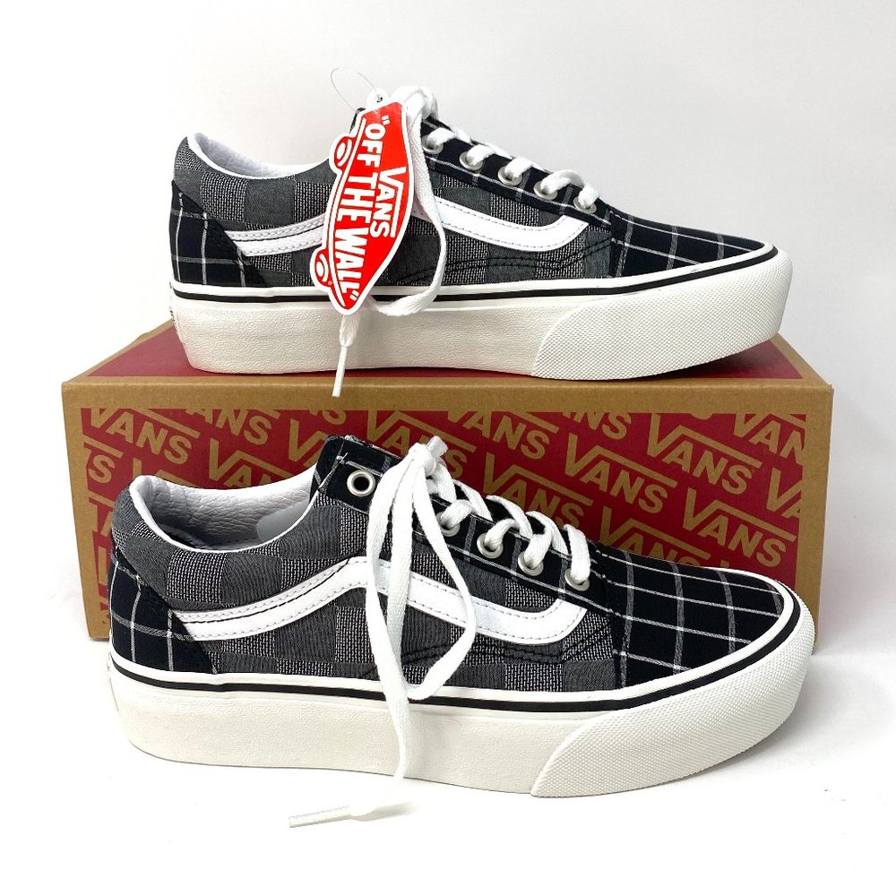 VANS Old Skool Platform Woven Check Black Gray Shoes Women's Size VN0A3B3U1AW - Picture 3 of 10